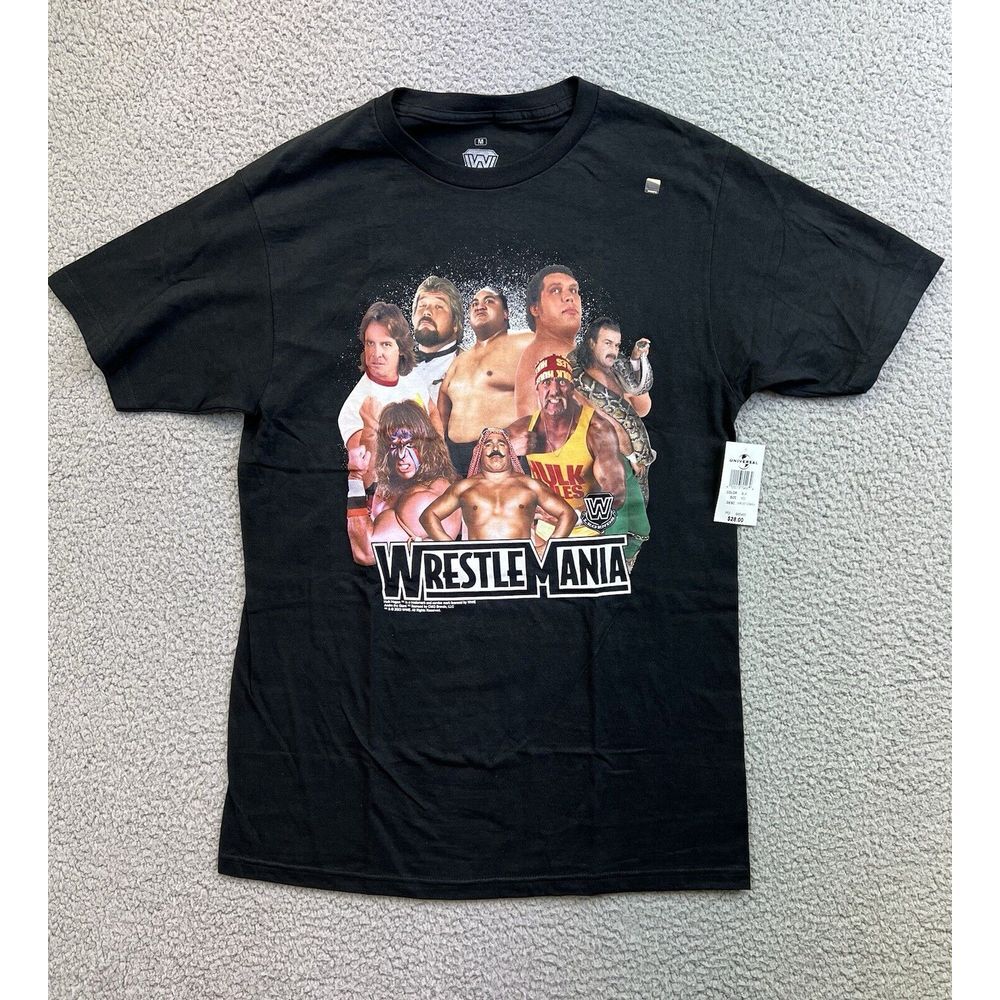 WWE Wrestle Mania Legends Black Graphic T Shirt Unisex Size Med Mens Womens